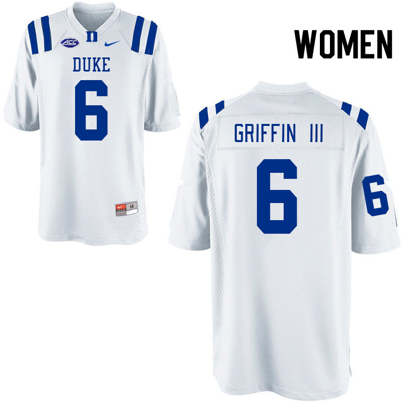 Women #6 Leon Griffin III Duke Blue Devils College Football Jerseys Stitched Sale-White
